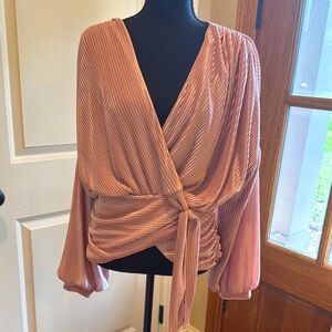 Express Pleated Wrap Blouse in Dusty Rose
